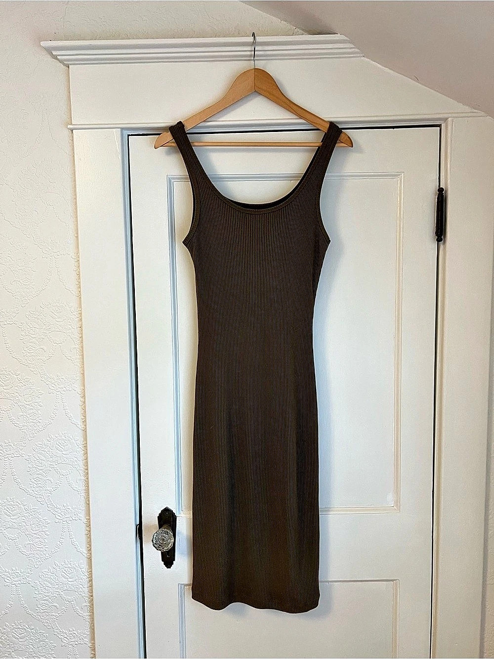 Dynamite Ribbed Mini Dress Greenish Brown Medium Like New